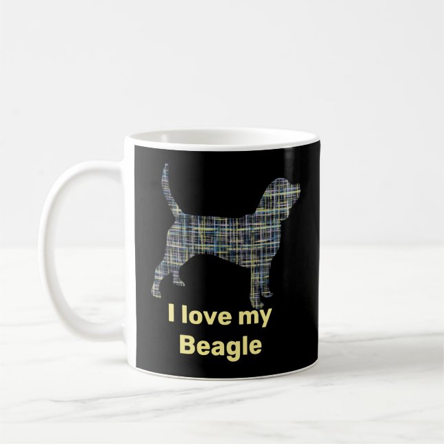 Beagle Hound-Gult och Black Grid Line Kaffemugg (Vänster)