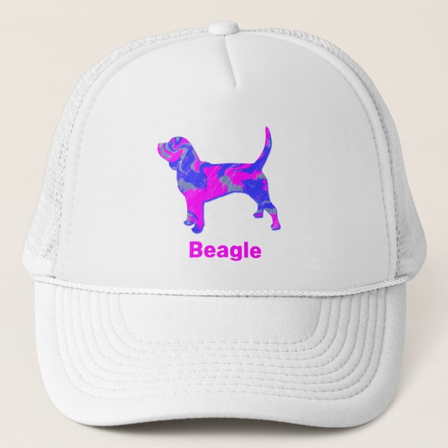 Beagle Hound Hund Cute Rosa Silhouette Anpassnings Keps (Framsida)