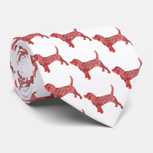 Beagle Hound Hund Cute Silhouette Red Nacke Slips (Rullad)