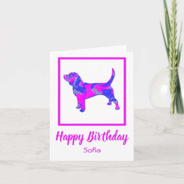 Beagle Hound Hund Funny Birthday Card Kort (Framsida)