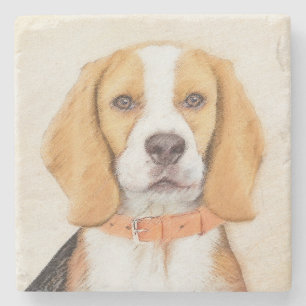 Beagle Hound Hund Målning Original Djurkonst Stenunderlägg
