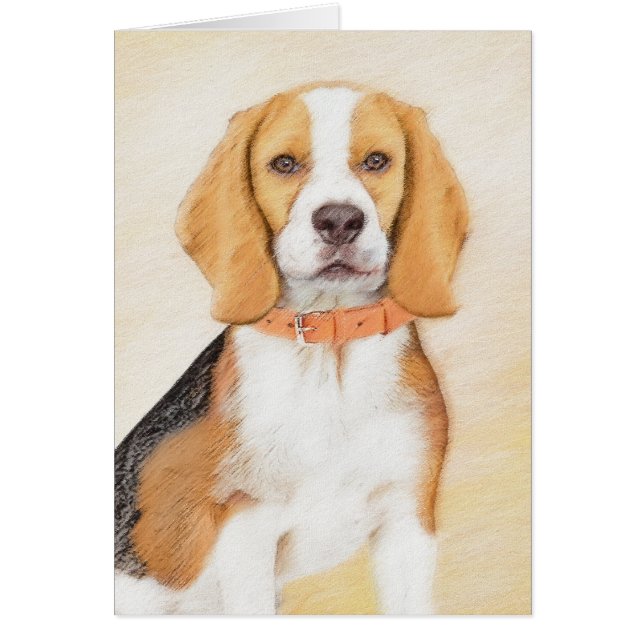 Beagle Hound Hund Painting Original Animal Art Hälsningskort (Framsidan)