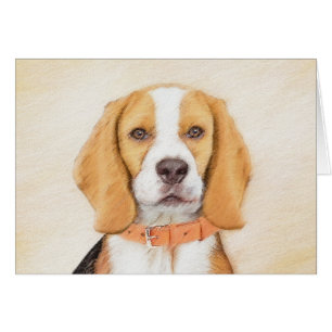 Beagle Hound Hund Painting Original Animal Art Hälsningskort