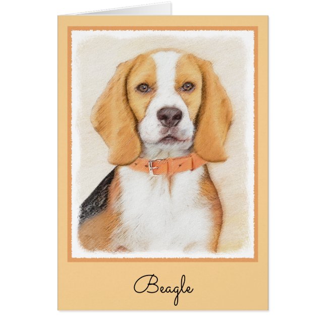 Beagle Hound Hund Painting Original Animal Art Hälsningskort (Framsidan)