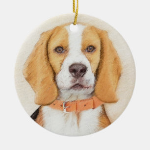 Beagle Hound Hund Painting Original Animal Art Julgransprydnad Keramik
