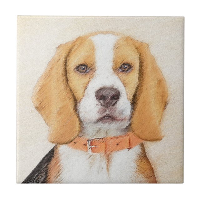 Beagle Hound Hund Painting Original Animal Art Kakelplatta (Framsidan)