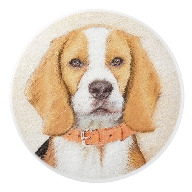 Beagle Hound Hund Painting Original Animal Art Knopp (Framsidan)