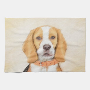 Beagle Hound Hund Painting Original Animal Art Kökshandduk