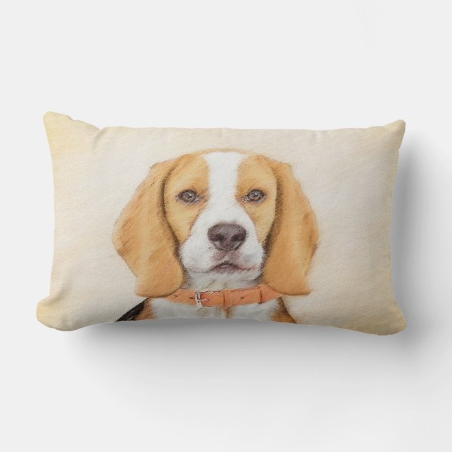 Beagle Hound Hund Painting Original Animal Art Lumbarkudde (Framsida)