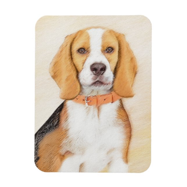 Beagle Hound Hund Painting Original Animal Art Magnet (Vertikal)
