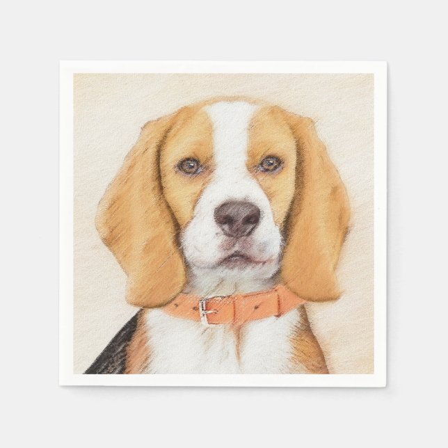 Beagle Hound Hund Painting Original Animal Art Pappersservett (Framsidan)