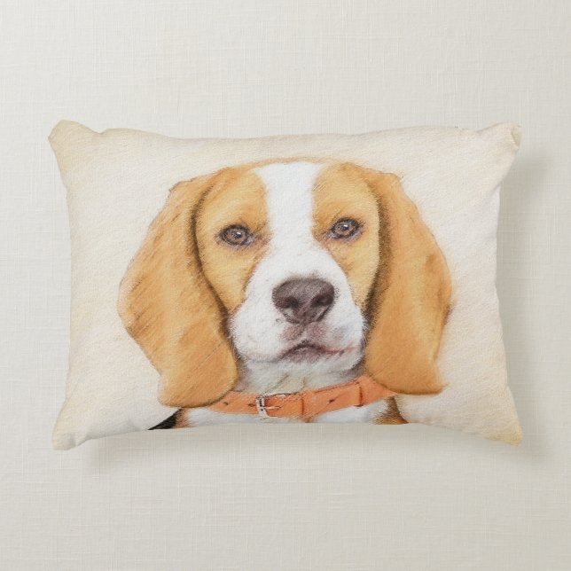 Beagle Hound Hund Painting Original Animal Art Prydnadskudde (Framsidan)