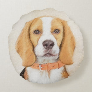 Beagle Hound Hund Painting Original Animal Art Rund Kudde
