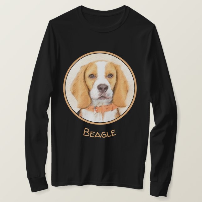 Beagle Hound Hund Painting Original Animal Art T Shirt (Design framsida)