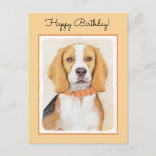 Beagle Hound Hund Painting Original Animal Art Vykort