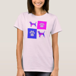 Beagle Hound Hund & Tass Rosa och Blue T Shirt