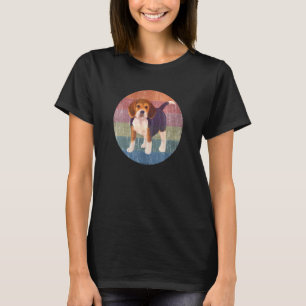Beagle Hound Hund Watercolor on Distress Sunset T Shirt