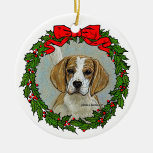 Beagle Hound Konst Julgransprydnad Keramik