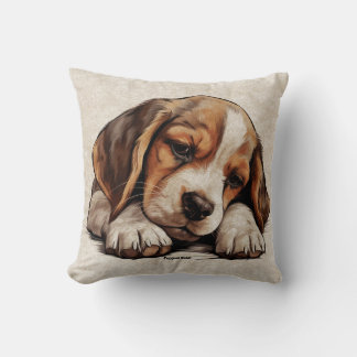 Beagle Hound Puppy Hund aveln Cute Sleeping Art Kudde