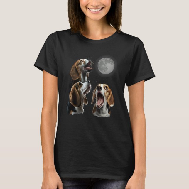 Beagle Howling At Moon for Mom & Dad T Shirt (Framsida)
