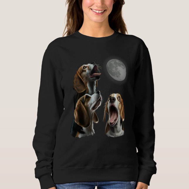 Beagle Howling At Moon for Mom & Dad T Shirt (Framsida)