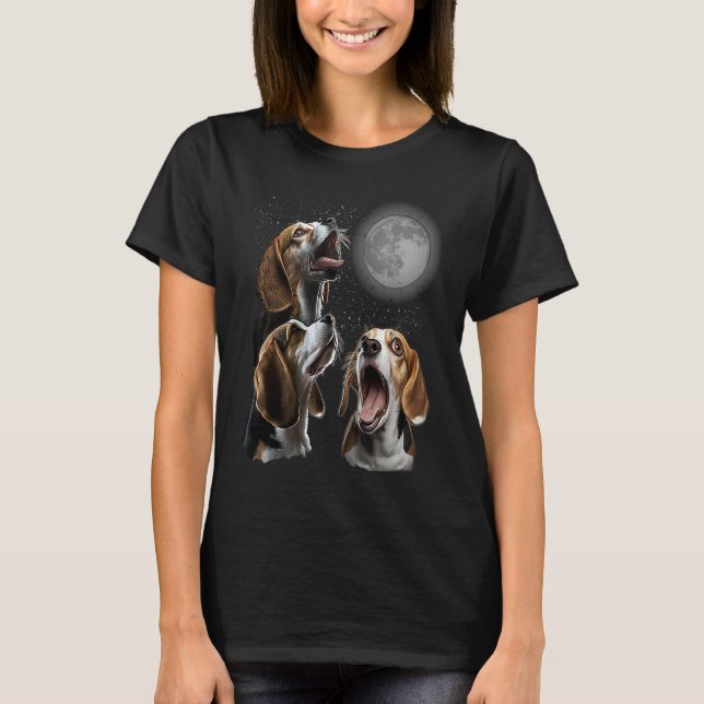 Beagle Howling At Moon for Mom & Dad T Shirt (Framsida)