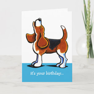 Beagle Howling Funny Birthday Kort