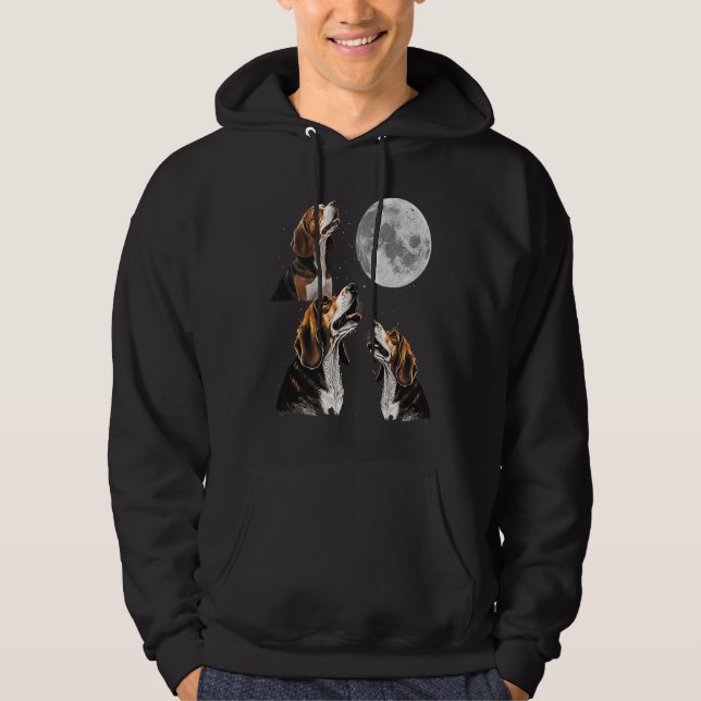 Beagle Howling vid Måne Cute Beagle Hoodie (Framsida)