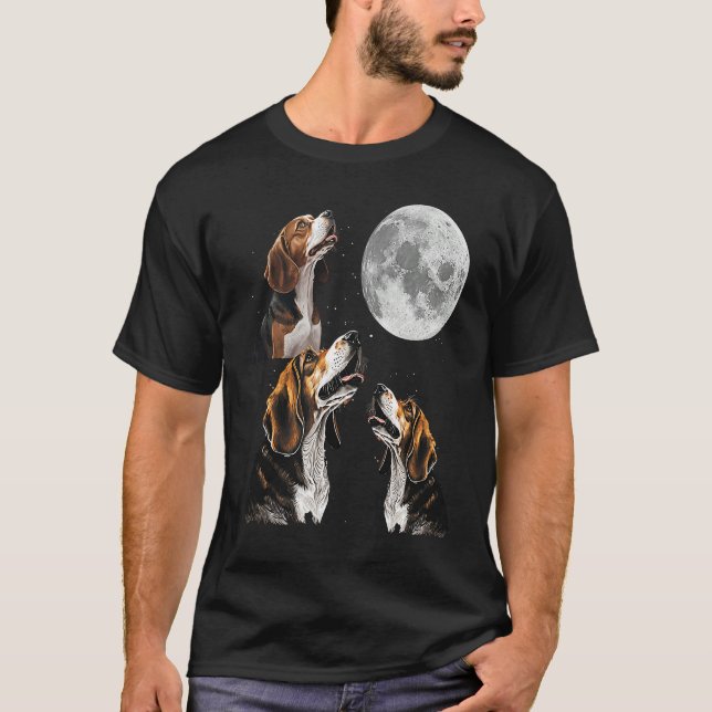 Beagle Howling vid Måne Cute Beagle T Shirt (Framsida)