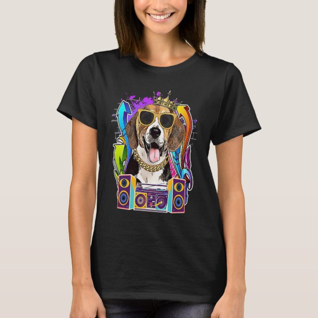 Beagle Hund 90s Rap Music T Shirt (Framsida)