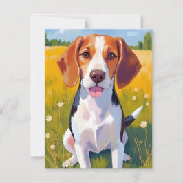 Beagle Hund Akvarell Husdjur Målning Tack Kort