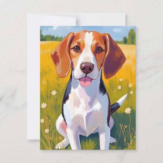 Beagle Hund Akvarell Husdjur Målning Tack Kort (Framsida)