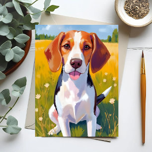 Beagle Hund Akvarell Husdjur Målning Vykort