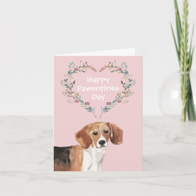 Beagle Hund Alla Hjärtans Dag Helgkort (Framsida)