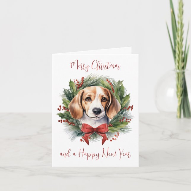 Beagle Hund älskare Personlig God jul Helgkort (Framsida)