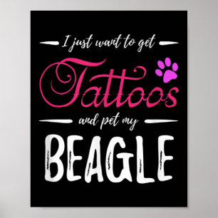 Beagle Hund älskare Tattoo Rolig hund Mamma Gift I Poster