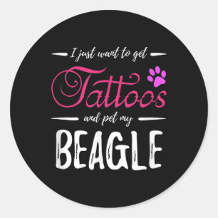Beagle Hund älskare Tattoo Rolig hund Mamma Gift I Runt Klistermärke