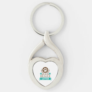 Beagle Hund älskare Twisted Heart Silverfärgad Nyckelring