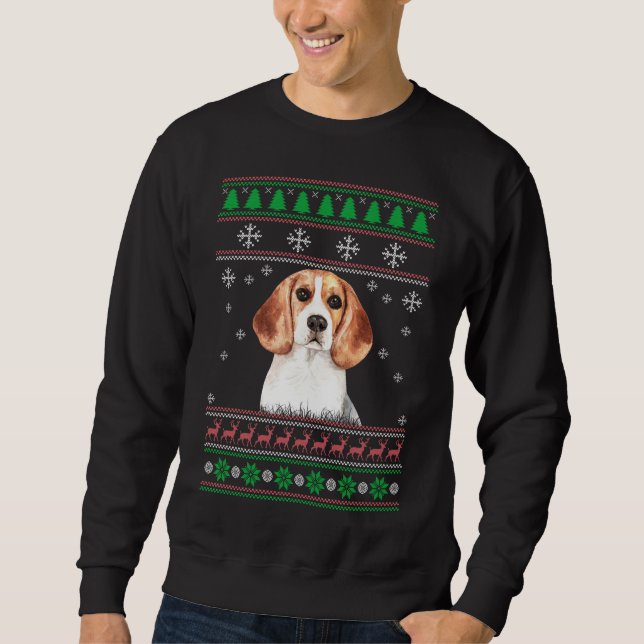Beagle Hund älskare Ugly jul Sweater Julafton Gift Lång Ärmad Tröja (Framsida)