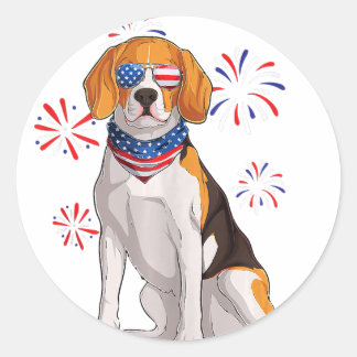 beagle hund american USA flagga manar beagle älska Runt Klistermärke
