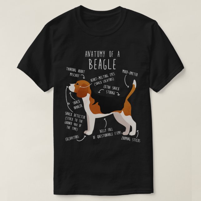 Beagle Hund Anatomy 1 T Shirt (Design framsida)