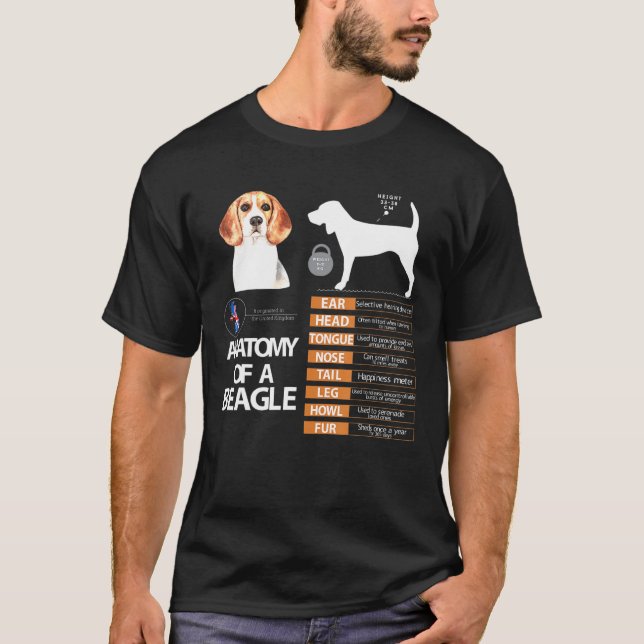 Beagle Hund Anatomy Mamma Grandma Pappa Manar Wome T Shirt (Framsida)