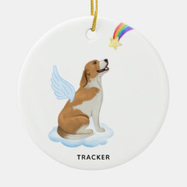 Beagle Hund Angel Vingar Personlig Pet Memorial Julgransprydnad Keramik