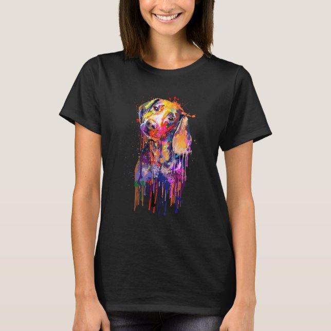 Beagle Hund Ansikte Watercolor T Shirt (Framsida)