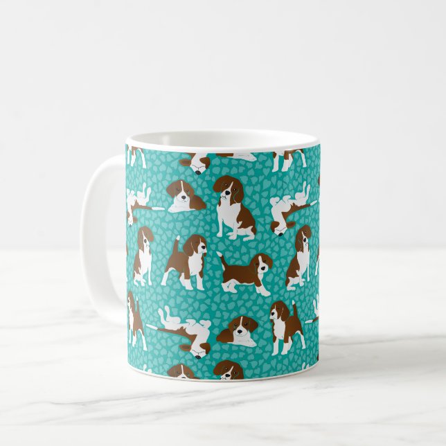 Beagle hund aveln - turkos kaffemugg (Framsida vänster)