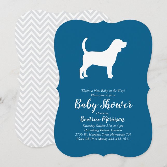 Beagle Hund Baby Shower Blue Boy Inbjudningar (Fram/baksida)