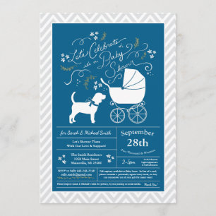 Beagle Hund Baby Shower Blue Boy Inbjudningar