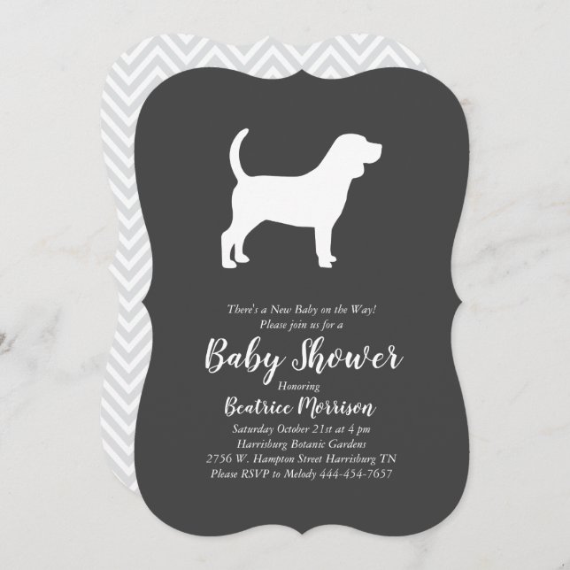 Beagle Hund Baby Shower Gender Neutral Inbjudningar (Fram/baksida)