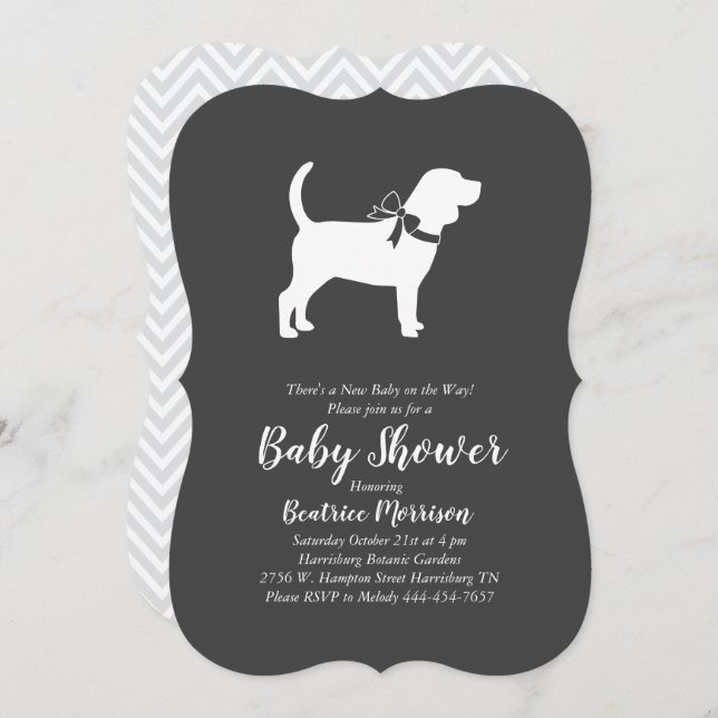 Beagle Hund Baby Shower Gender Neutral Inbjudningar (Fram/baksida)