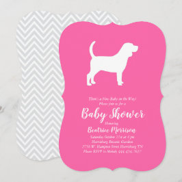Beagle Hund Baby Shower Girl Rosa Inbjudningar